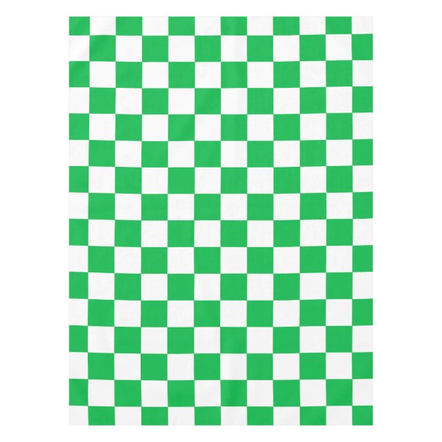 Green White Chequered Check Pattern Tablecloth (Front)