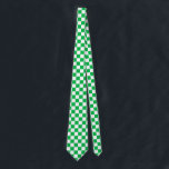Green White Chequered Check Pattern Tie<br><div class="desc">Green and White Check Chequered Geometric Squares Pattern Design</div>