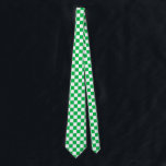 Green White Chequered Check Pattern Tie<br><div class="desc">Green and White Check Chequered Geometric Squares Pattern Design</div>