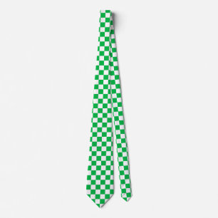 Green White Chequered Check Pattern Tie