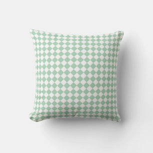 Green White Chequered Diamond Pattern Cushion