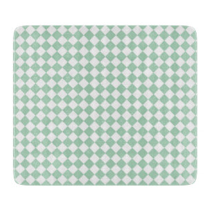 Green White Chequered Diamond Pattern Cutting Board