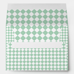 Green White Chequered Diamond Pattern Envelope