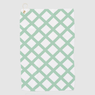 Green White Chequered Diamond Pattern Golf Towel