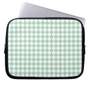 Green White Chequered Diamond Pattern Laptop Sleeve