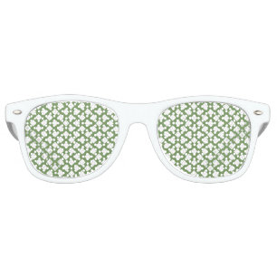 Green White Chequered Diamond Pattern Retro Sunglasses