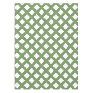 Green White Chequered Diamond Pattern Tablecloth