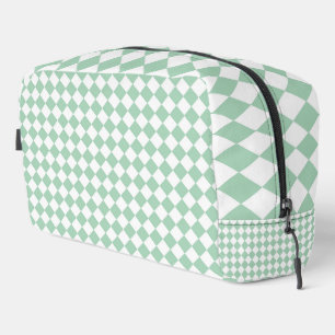 Green White Chequered Diamond Pattern Toiletry Bag