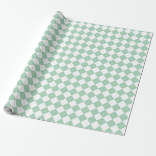 Green White Chequered Diamond Pattern Wrapping Pap Paper