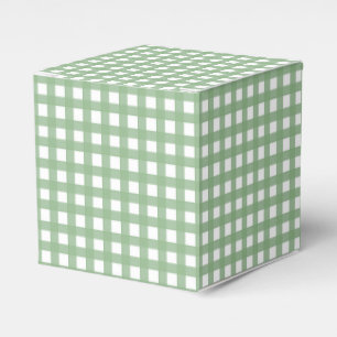 Green & White Chequered Plaid Party Favour Gift Bo Box