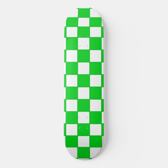 Green & White Chequered Skateboard Deck (Front)