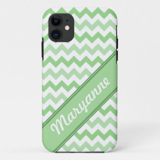 Green & White Chevron diagonal text iPhone 5 Case