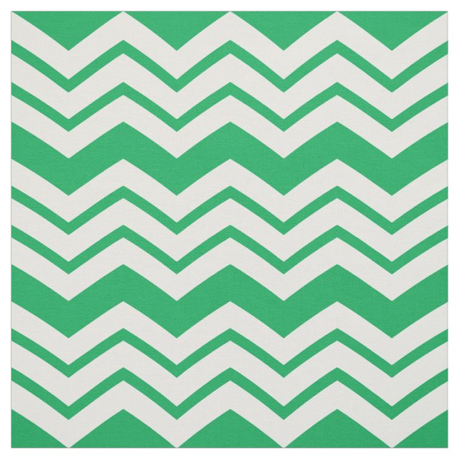 Green White Chevron Zigzag Pattern Design  Fabric (Swatch)