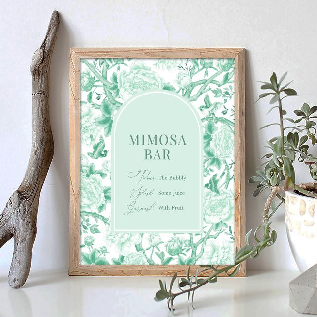 Green White Chinoiserie Mimosa Bar Wedding Sign (Creator Uploaded)