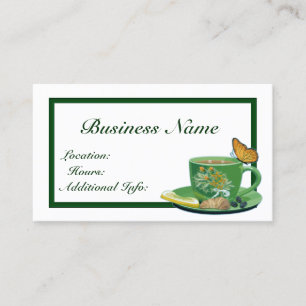 Green & White Coffee Cup Business Card