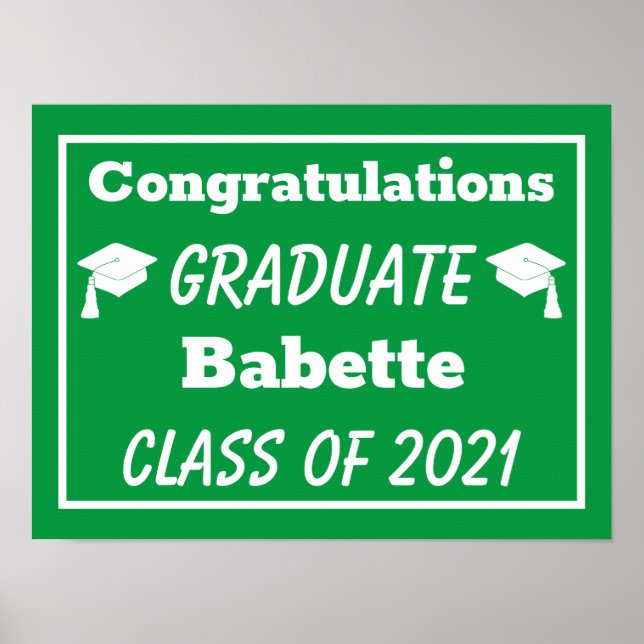 Green White Congratulations Graduation Poster (Front)