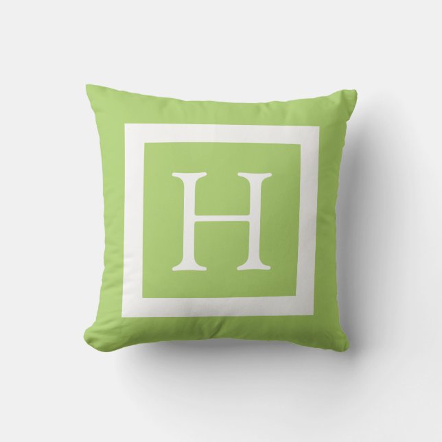 Green White Custom Monogram Cushion (Front)