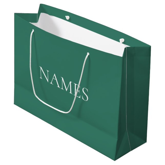 Green & White Custom Name  Large Gift Bag (Front Angled)