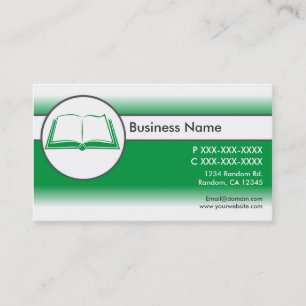 Green white custom open book business cards