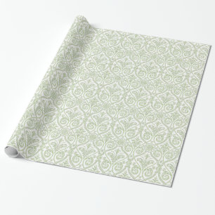 Green & White Damask Gift Wrap