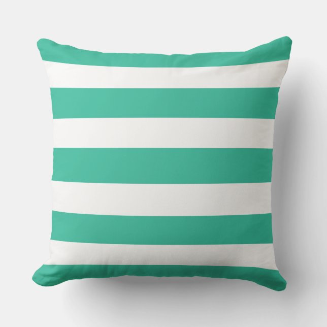 Green & White Deckchair Stripes Cushion (Front)