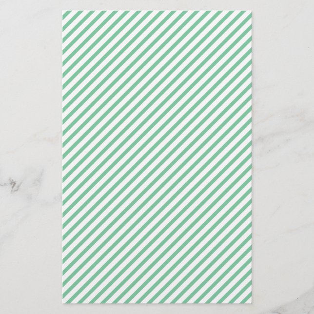 Green & White Diagonal Stripe Soap Wrap Paper (Front)