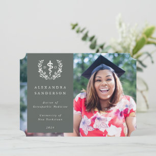 Green+White Doctor of Osteopathic Medicine Photo Announcement