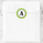 Green & White Dots - Circle Sticker (Bag)