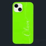 Green White Elegant Calligraphy Script Name Case-Mate iPhone 14 Case<br><div class="desc">Green White Elegant Calligraphy Script Custom Personalised Name iPhone 14 Smart Phone Cases features a modern and trendy simple and stylish design with your personalised name in elegant hand written calligraphy script typography on a green background. Designed by ©Evco Studio www.zazzle.com/store/evcostudio</div>