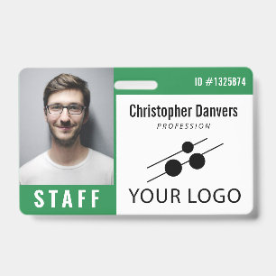 Green White Employee ID Photo & Large Logo Badge