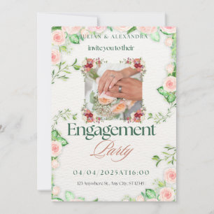 green,white engagment invitation card Size:5" x 7"