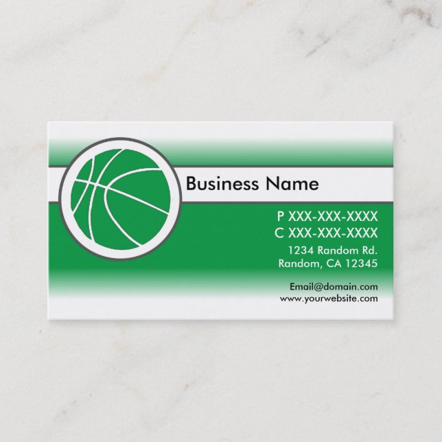 Green white fade basketball business cards (Front)
