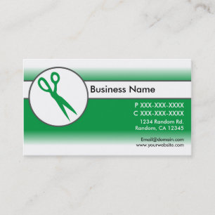 Green white fade scissors business cards