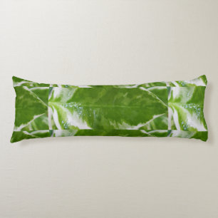 Green & White Floral Body Pillow for Comfort