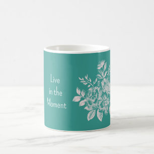 Green White Floral Coffee Mug