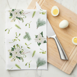 Green White Floral Kitchen Towel Soft and Stylish