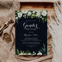 Green White Floral Royal Blue Gender Reveal Party