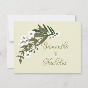 Green & White Floral Rustic Country Wedding Invite