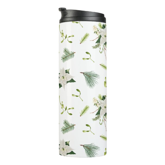 Green White Floral Soft and Stylish Thermal Tumbler (Rotated Right)