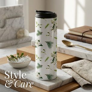 Green White Floral Soft and Stylish Thermal Tumbler
