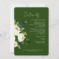 Green White Floral Wedding Details Rounded