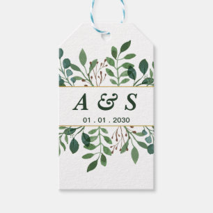 Green White Floral Wedding Gift Tags