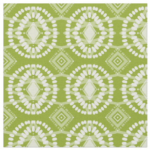 Green & White Flow Geometric Pattern Fabric