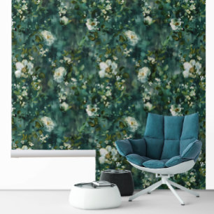 Green White Flower Floral Wallpaper