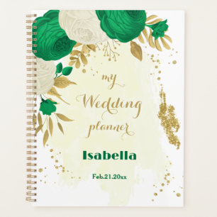 green white flowers gold botanical wedding planner