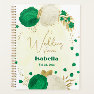 green white flowers gold botanical wedding planner