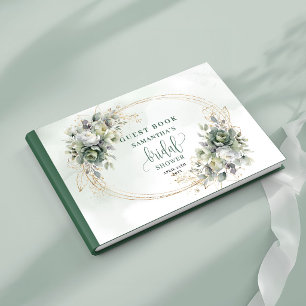 Green White Foliage Bridal Shower Guest Book