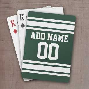 Green White Football Jersey Custom Name Number Playing Cards