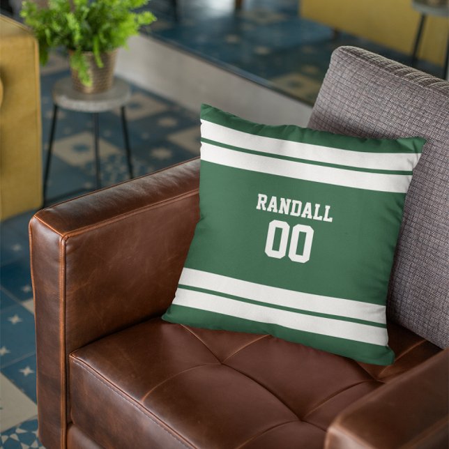 Green & White Football Team Personalised Cushion (Creator Uploaded)