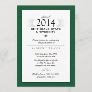 Green & White Formal Graduation Invitation